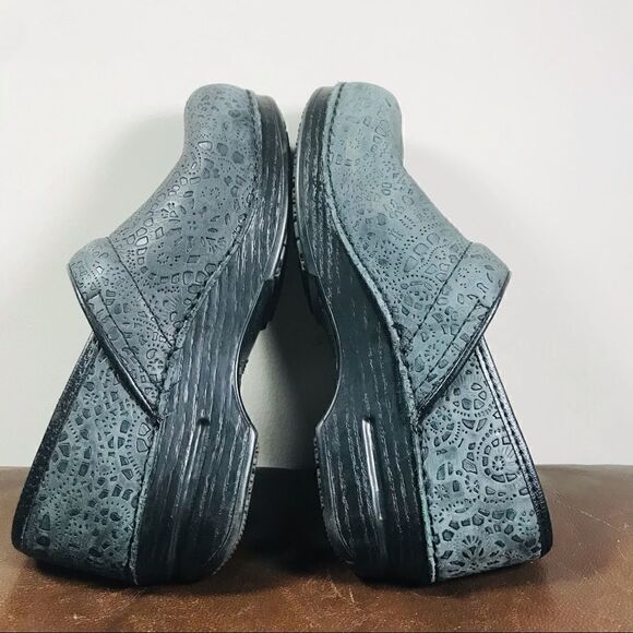 Dansko black leather patterned professional clogs - Picture 4 of 8